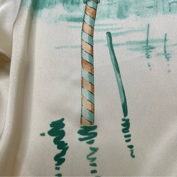 Yarell Vintage Cream Satin Button Up Shirt US 8 - Picture 8 of 8